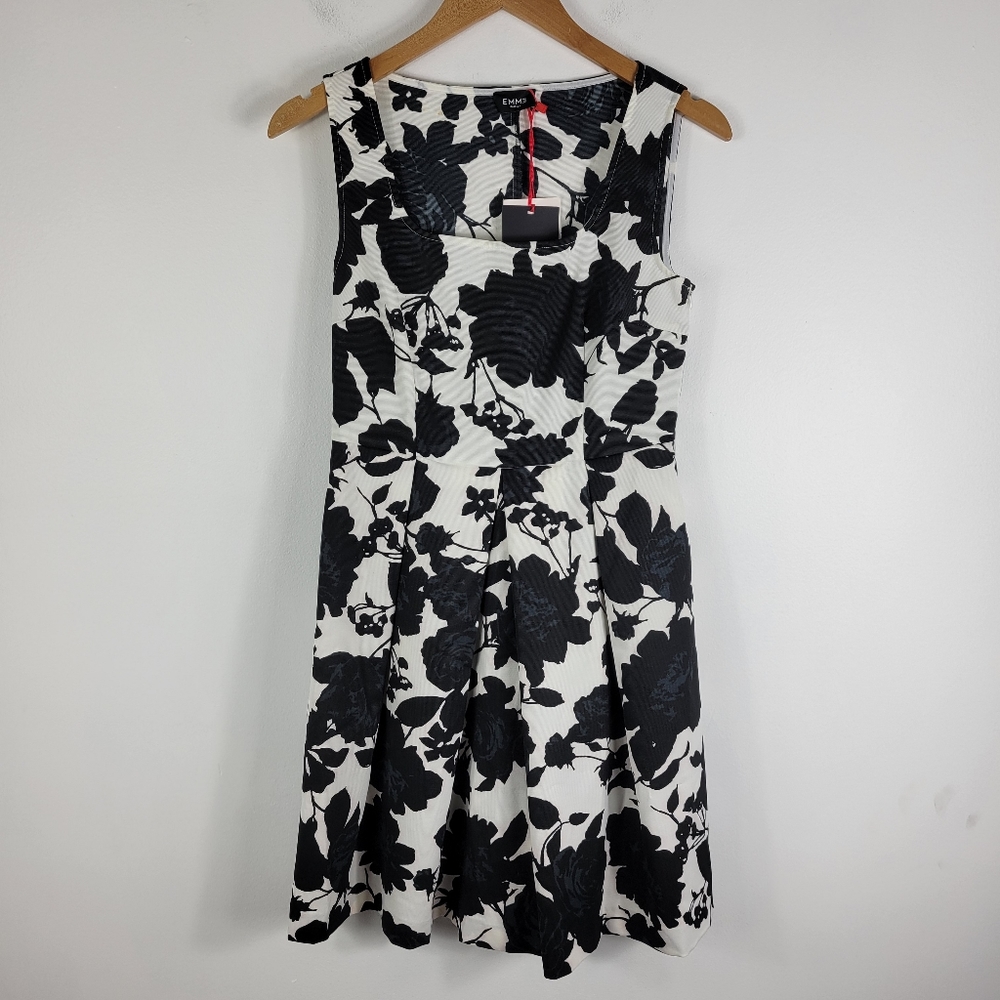 NEW Marella Floral Square Neck Sleeveless Pleated Fit & Flare Dress